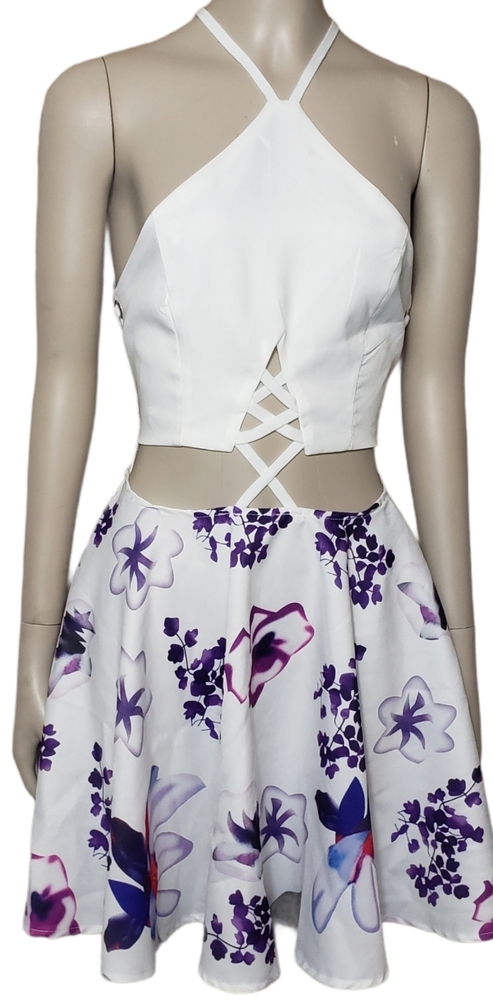 Strappy Halter Dress Womens S 2/4 Above Knee